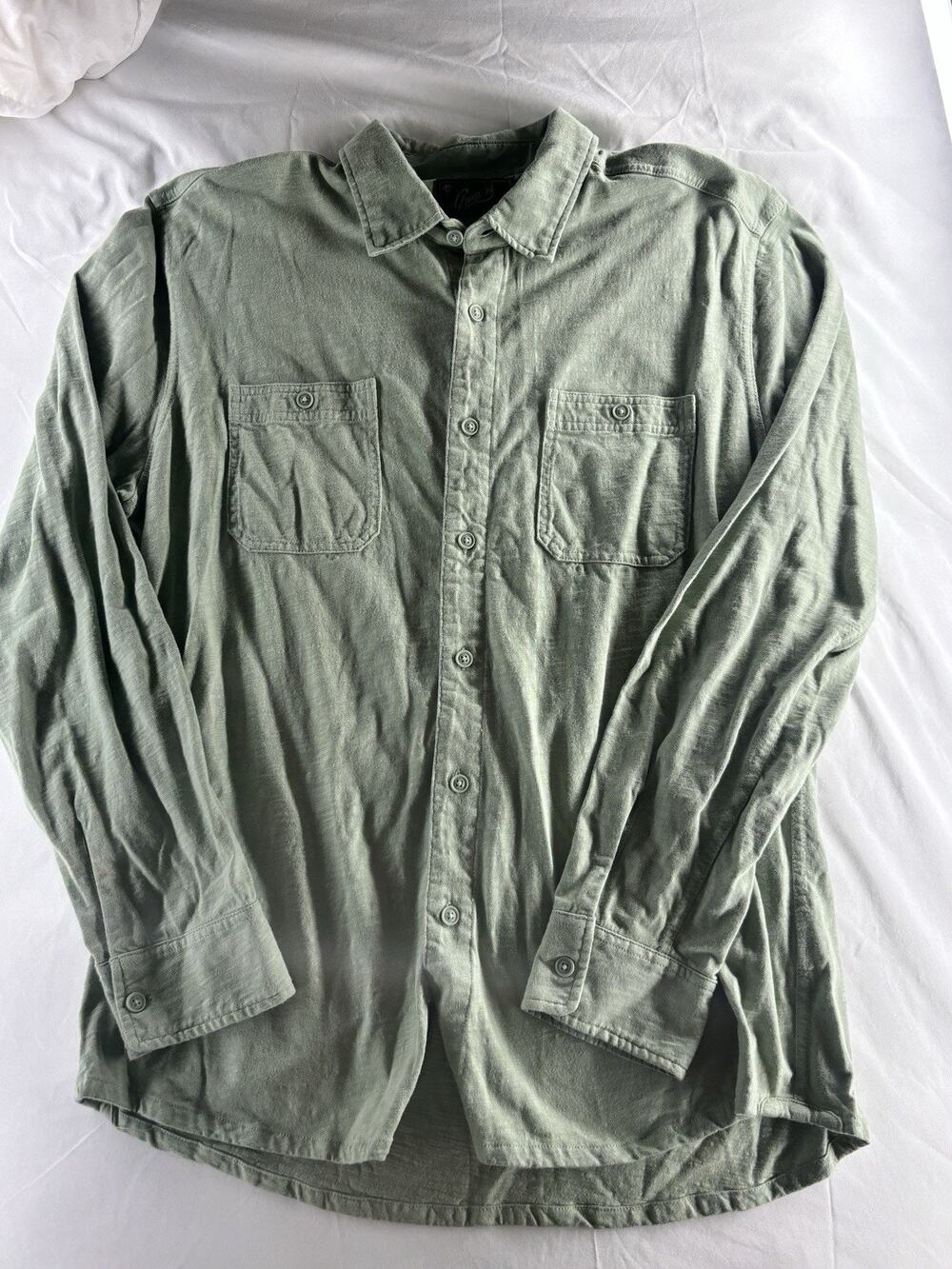 GRAYERS Long Sleeve Button Up Shirt Size L Green 100% Cotton Dress Casual Soft